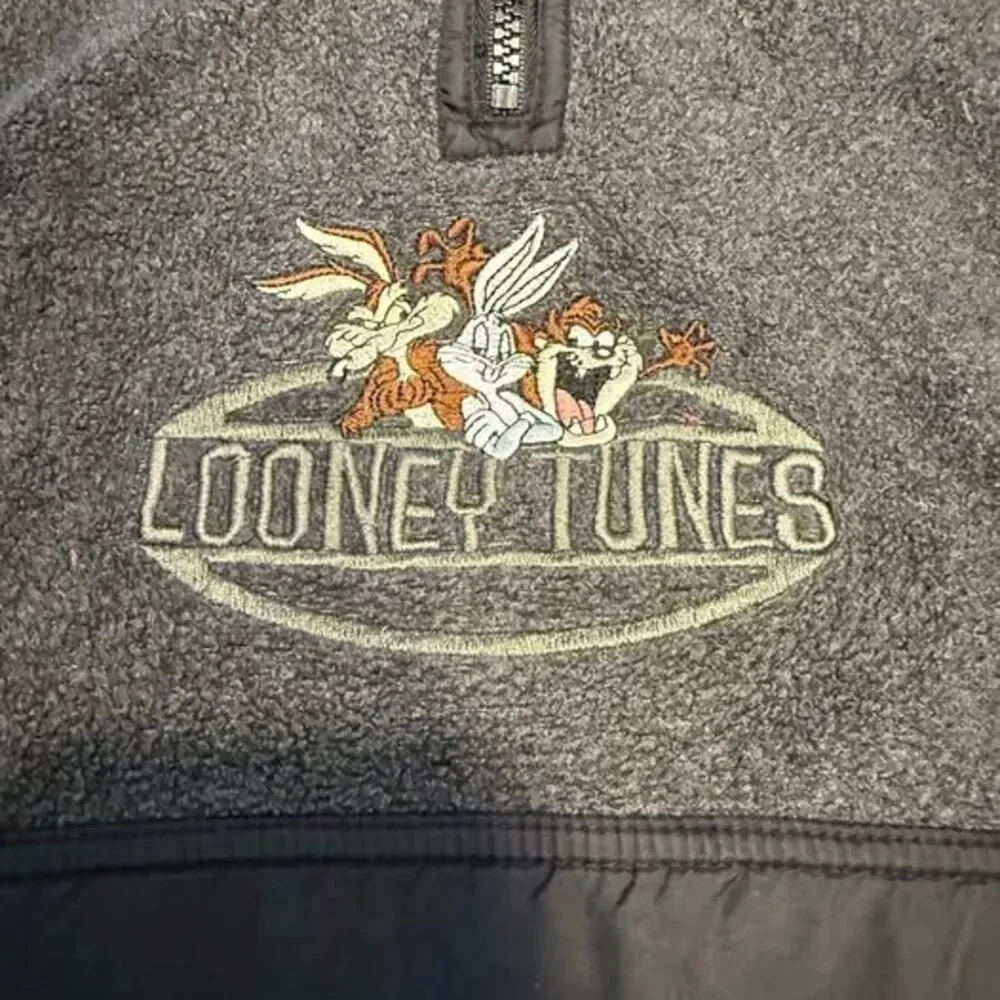 90's Vintage WB Studio Store Looney Tunes fleece quarter zip pullover 3T